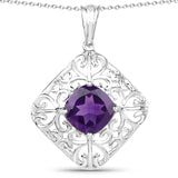 3.41 Carat Genuine Amethyst .925 Sterling Silver Pendant