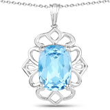 16.75 Carat Genuine Blue Topaz .925 Sterling Silver Pendant