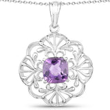 3.78 ct. Genuine Amethyst .925 Sterling Silver Pendant