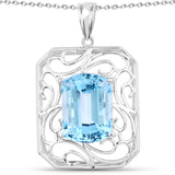 19.33 Carat Genuine Swiss Blue Topaz .925 Sterling Silver Pendant