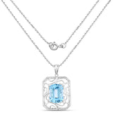 19.33 Carat Genuine Swiss Blue Topaz .925 Sterling Silver Pendant