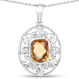 3.50 Carat Genuine Citrine .925 Sterling Silver Pendant