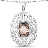 5.73 ct. Genuine Smoky Quartz .925 Sterling Silver Pendant