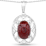 7.78 Carat Genuine Garnet .925 Sterling Silver Pendant