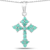1.14 Carat Genuine Emerald .925 Sterling Silver Pendant