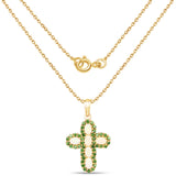 14K Yellow Gold Plate 3.11 Carat Genuine Ethiopian Opal & Chrome Diopside .925 Silver Pendant
