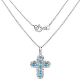 5.96 Carat Genuine Swiss Blue Topaz and White Topaz .925 Sterling Silver Pendant