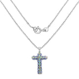 3.32 Carat Genuine Ethiopian Opal and Tanzanite .925 Sterling Silver Pendant