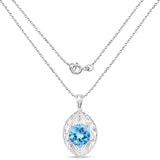 7.50 Carat Genuine Swiss Blue Topaz .925 Sterling Silver Pendant