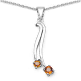 0.32 Carat Genuine Orange Sapphire .925 Sterling Silver Pendant