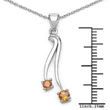 0.32 Carat Genuine Orange Sapphire .925 Sterling Silver Pendant