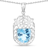 4.29 Carat Genuine Swiss Blue Topaz .925 Sterling Silver Pendant