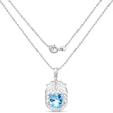 4.30 Carat Genuine Blue Topaz .925 Sterling Silver Fancy Pendant
