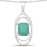 5.55 Carat Genuine Emerald .925 Sterling Silver Pendant