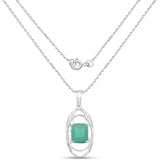 5.55 Carat Genuine Emerald .925 Sterling Silver Pendant
