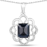 7.17 Carat Genuine Blue Sapphire .925 Sterling Silver Pendant