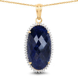 14K Yellow Gold Plated 22.78 Carat Dyed Sapphire and White Topaz .925 Sterling Silver Pendant