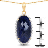 14K Yellow Gold Plated 22.78 Carat Dyed Sapphire and White Topaz .925 Sterling Silver Pendant