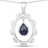2.65 Carat Genuine Blue Sapphire .925 Sterling Silver Pendant