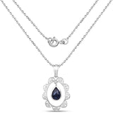 2.65 Carat Genuine Blue Sapphire .925 Sterling Silver Pendant