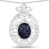 5.30 Carat Genuine Black Sapphire .925 Sterling Silver Pendant