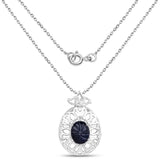 5.30 Carat Genuine Black Sapphire .925 Sterling Silver Pendant
