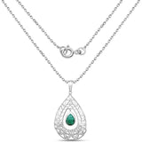 2.90 Carat Genuine Emerald .925 Sterling Silver Pendant