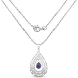 2.20 Carat Genuine Iolite .925 Sterling Silver Pendant