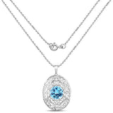 9.68 Carat Genuine Swiss Blue Topaz .925 Sterling Silver Pendant