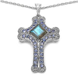 3.73 Carat Genuine Labradorite .925 Sterling Silver Pendant