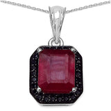 4.52 Carat Genuine Ruby & Black Spinel .925 Sterling Silver Pendant