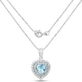 3.37 ct. Genuine Blue Topaz & White Topaz .925 Sterling Silver Pendant