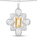 6.80 Carat Genuine Citrine .925 Sterling Silver Pendant