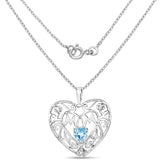 0.57 Carat Genuine Swiss Blue Topaz and White Topaz .925 Sterling Silver Pendant