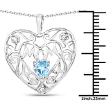 0.57 Carat Genuine Swiss Blue Topaz and White Topaz .925 Sterling Silver Pendant