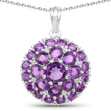 4.69 Carat Genuine Amethyst & White Topaz .925 Sterling Silver Pendant