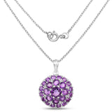 4.69 Carat Genuine Amethyst & White Topaz .925 Sterling Silver Pendant