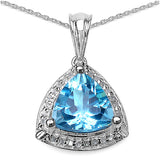 3.62 Carat Genuine Blue Topaz .925 Sterling Silver Pendant
