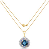5.10 Carat Genuine London Blue Topaz, Tanzanite and White Topaz .925 Sterling Silver Pendant