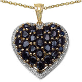 14K Yellow Gold Plated 5.48 Carat Genuine Sapphire .925 Sterling Silver Pendant