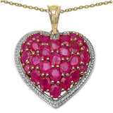 14K Yellow Gold Plated 5.48 Carat Genuine Ruby .925 Sterling Silver Pendant