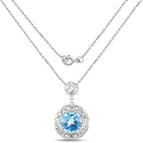 9.32 Carat Genuine Swiss Blue Topaz .925 Sterling Silver Pendant