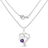 0.49 Carat Genuine Amethyst and White Topaz .925 Sterling Silver Pendant