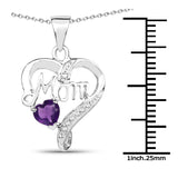 0.49 Carat Genuine Amethyst and White Topaz .925 Sterling Silver Pendant