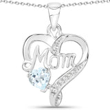 0.54 ct Genuine Blue Topaz and White Topaz .925 Sterling Silver Pendant