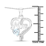 0.54 ct Genuine Blue Topaz and White Topaz .925 Sterling Silver Pendant