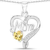 0.49 ct Genuine Citrine and White Topaz .925 Sterling Silver Pendant