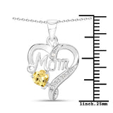0.49 ct Genuine Citrine and White Topaz .925 Sterling Silver Pendant