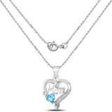 0.56 ct. Genuine Swiss Blue Topaz and White Topaz .925 Sterling Silver Pendant