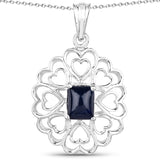 4.45 Carat Genuine Blue Sapphire .925 Sterling Silver Pendant